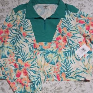 Women's Floral Top - Green and Cream
